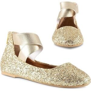 Twisted Girl's Cherie Dressy Ballet Flats Gold Size‎ 4